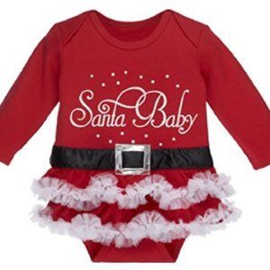 Santa Baby Christmas / Holiday Tutu with Glittery Accents  (0 - 6 Months)